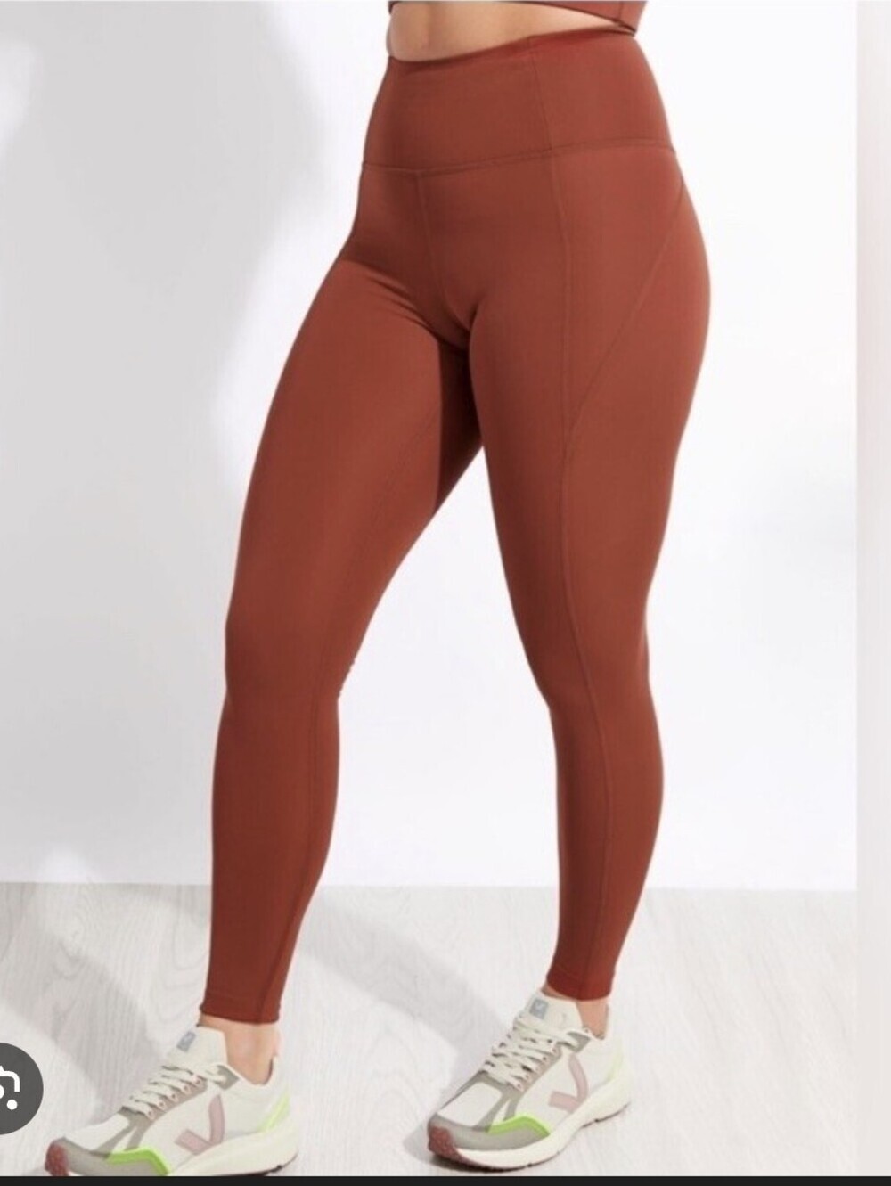 girlfriend collective rust-brown active leggings..Size:L